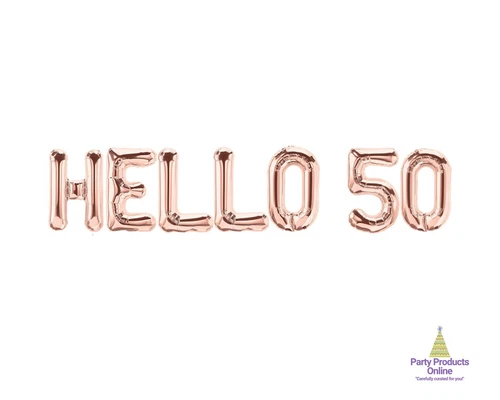 HELLO 50 Letter Balloon Banner - Gold, Rose Gold and Silver - Walmart.com