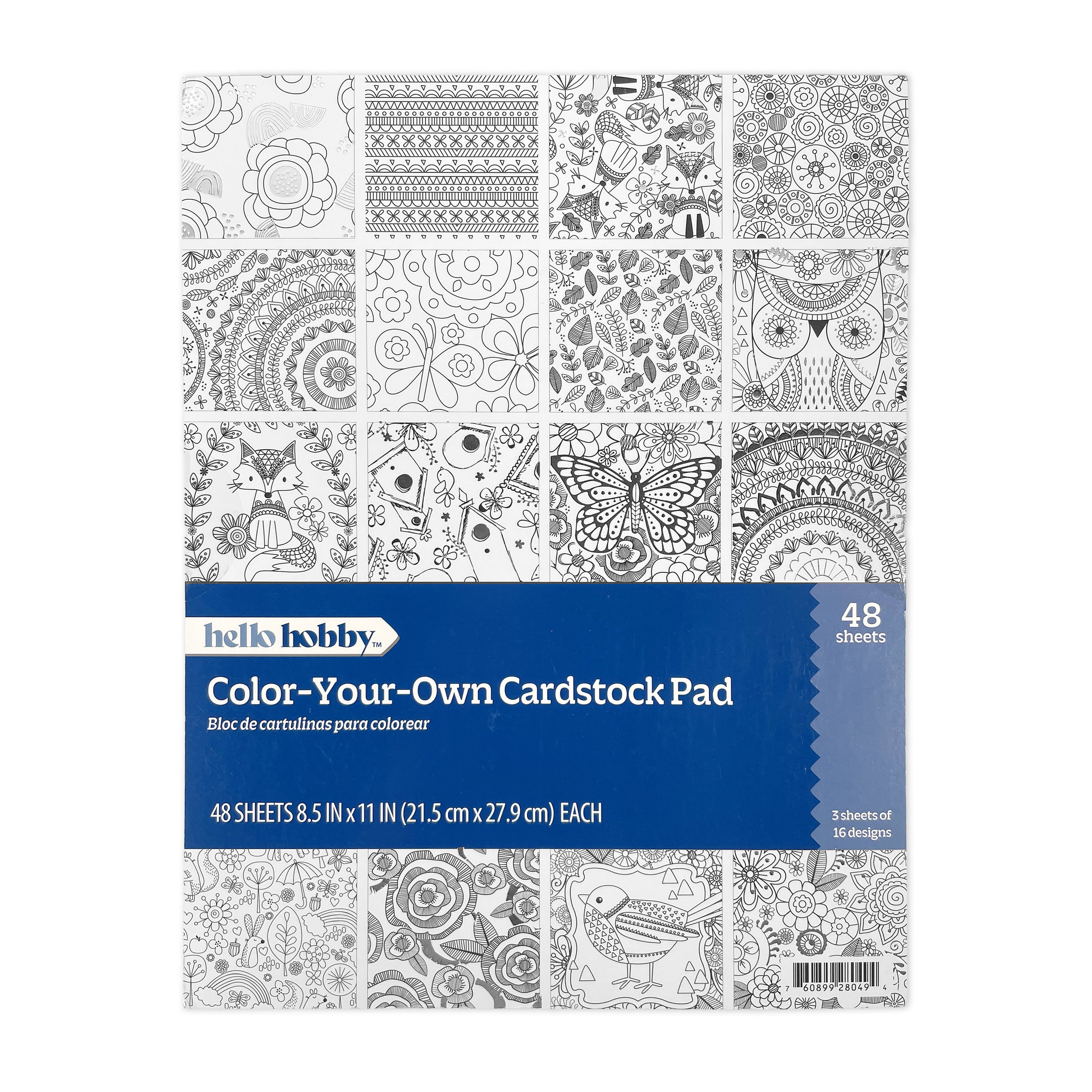 Hello Hobby Color Your Own 8.5x11 Paper and Cardstock Combo Pad for Scrapbooking and Crafting