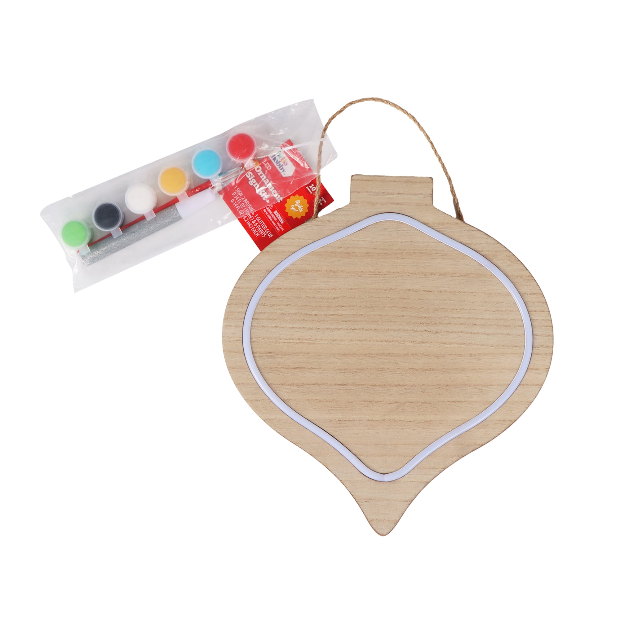Hello Hobby LED Unfinished Ornament Plaque, MDF Wood Surface, 10.04 in x 0.65 in x 10.93 in