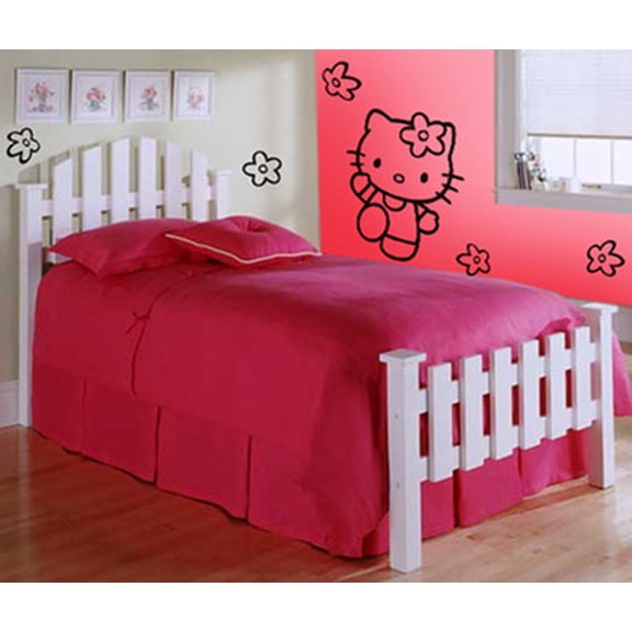 HELLO KITTY CUTE CAT FLOWERS JAPAN WALL ART DECOR DECAL