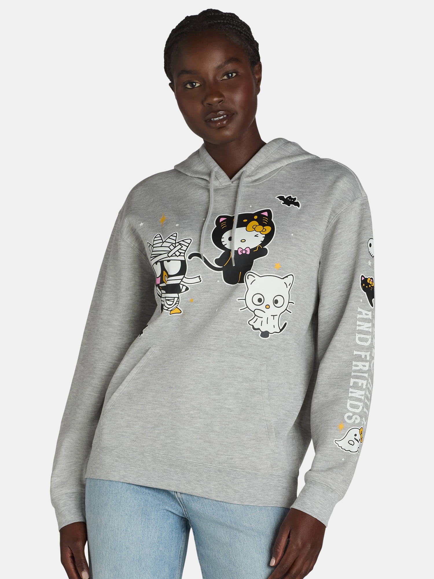 Hello Kitty Women s Halloween Graphic Hoodie Sweatshirt with Long Sleeves Sizes XXS XXL Walmart