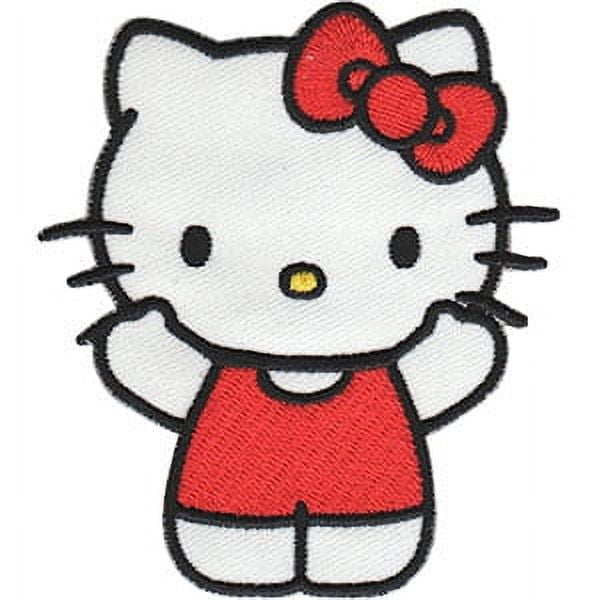 Hello Kitty Hug, Officially Licensed, Iron-On / Sew-On, Embroidered Patch - 3 inch x 3.5 inch, White