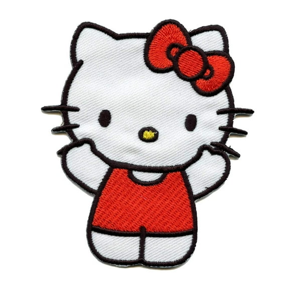 HELLO KITTY HUG, Officially Licensed, Iron-On / Sew-On, Embroidered PATCH - 3" x 3.5"