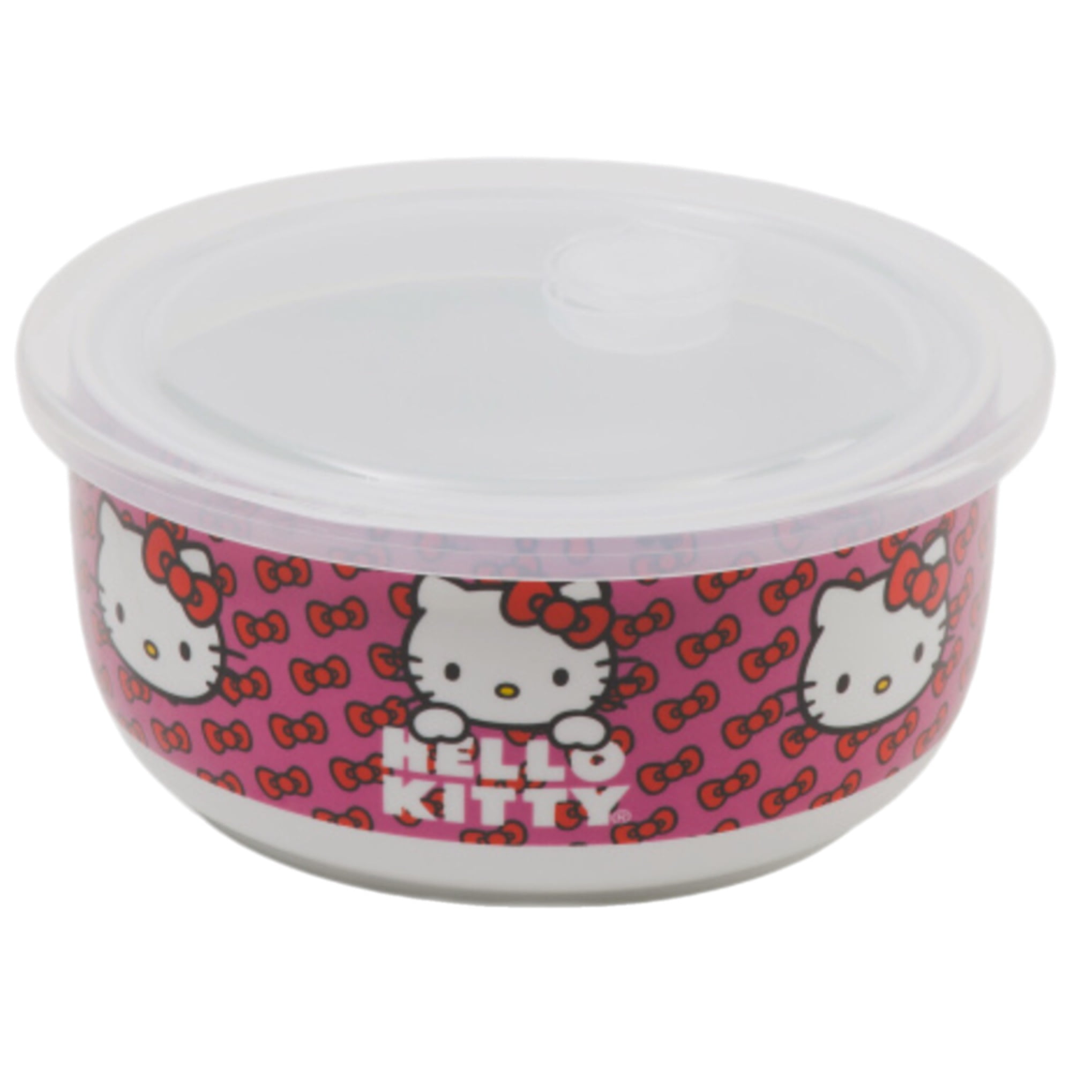 HELLO KITTY LARGE 42 OZ FINE PORCELAIN STRAWBERRY BOWL BENTO BOX WITH VENTED LID MICROWAVE AND DISHWASHER SAFE