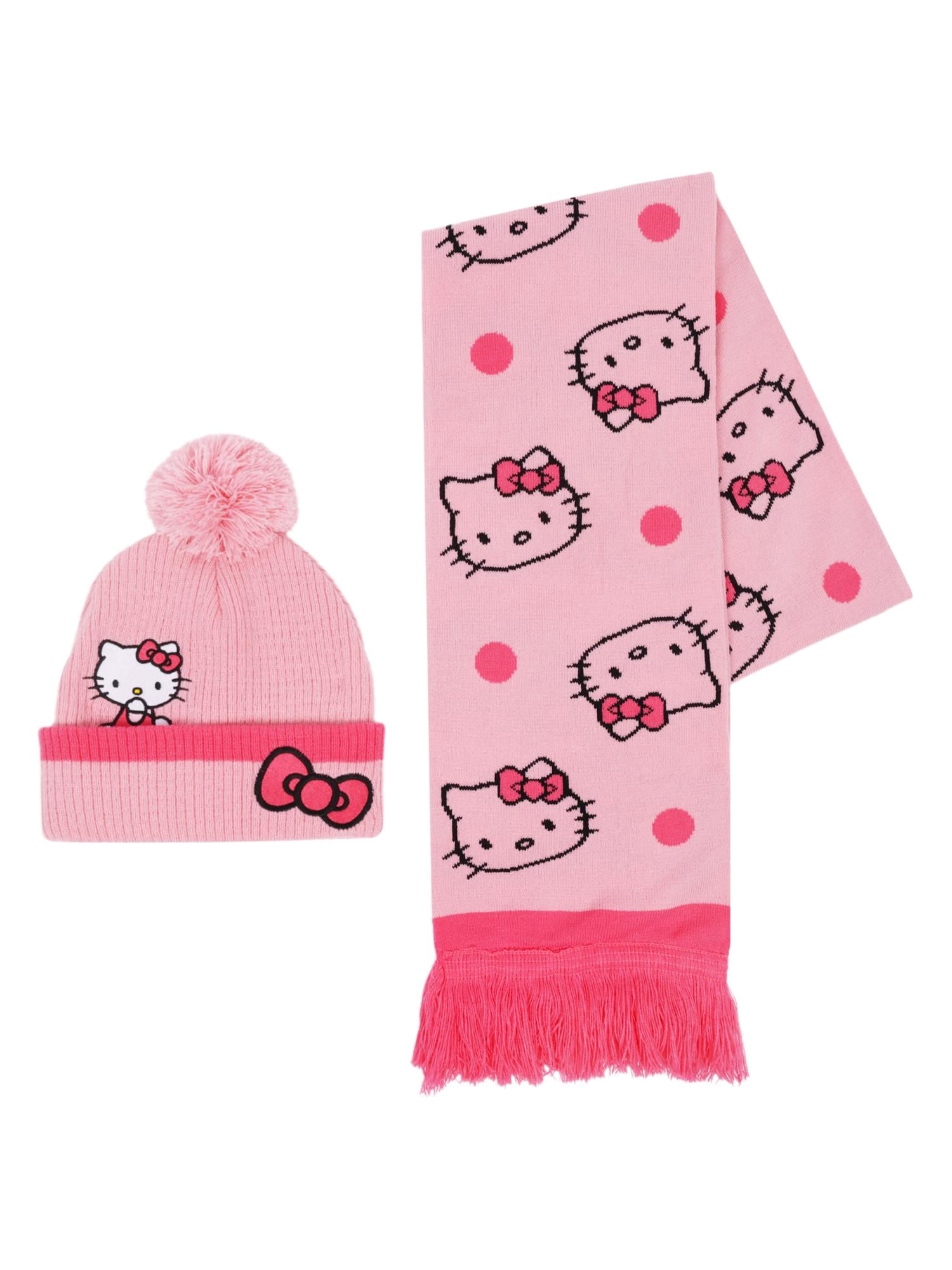 Hello Kitty Pink Bow Beanie and Scarf 2pc Set