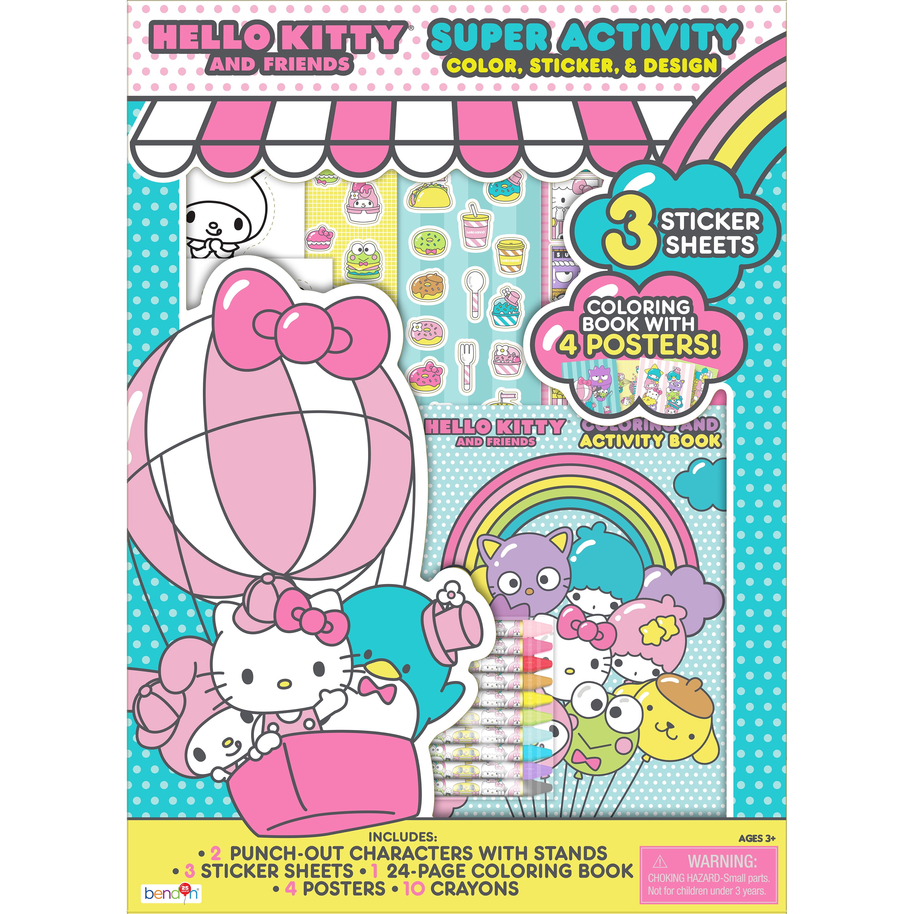 Hello Kitty Gift Set with Coloring Book, Posters, Stickers, Crayons, Punch-Out Characters