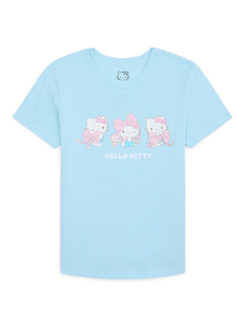 Hello Kitty Women's Cotton Graphic Skimmer Tee with Embroidery