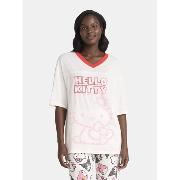 Hello Kitty Women's Football Tee with Short Sleeves, Sizes XXS-2XL