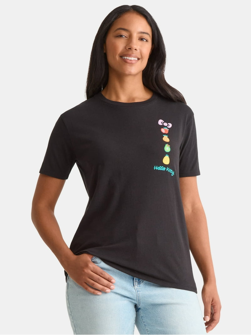 Hello Kitty Women's Graphic Tee with Short Sleeves, Sizes