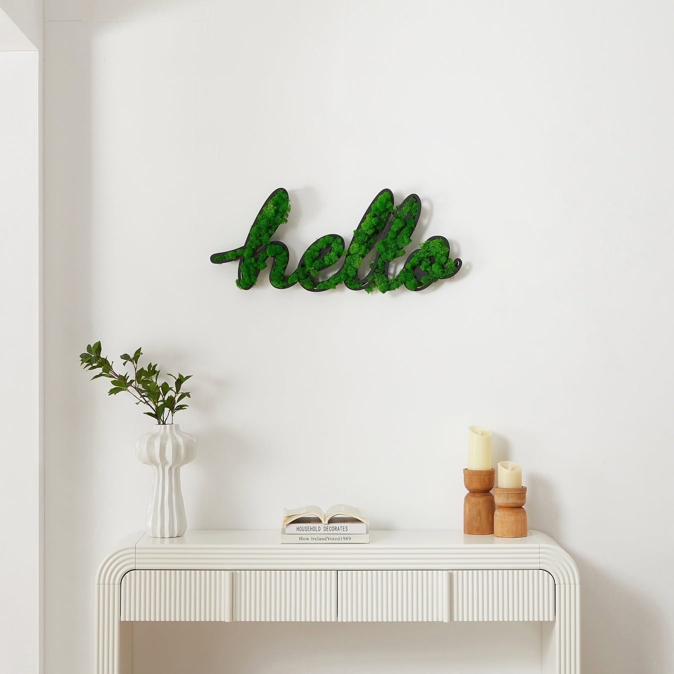 "HELLO" Letter Art Moss Wall Decor A Natural Greeting
