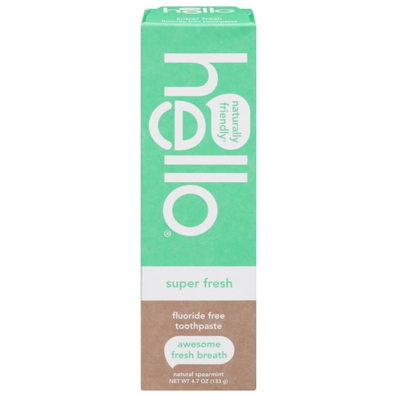 HELLO Super Fresh Fluoride Free Spearmint Toothpaste, 4.7 OZ
