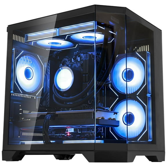 HELLOLAND Ocean of Stars Gaming PC Desktop - AMD Ryzen 7 7700 8-Core 3.8 GHz (5.3GHz)- GeForce RTX 5070 12GB - 32GB DDR5 RAM 6000 MHz- 1TB PCIe SSD- WiFi + BT- 850W PSU- Windows 11-240mm AIO- Black