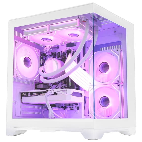 HELLOLAND RTX 5070 12GB Gaming PC Desktop - AMD Ryzen 7 5700X 3.4 GHz, 32GB DDR4 RAM, 1TB PCIe SSD, WiFi + BT, Windows 11 -RGB Prebuilt Computer-White