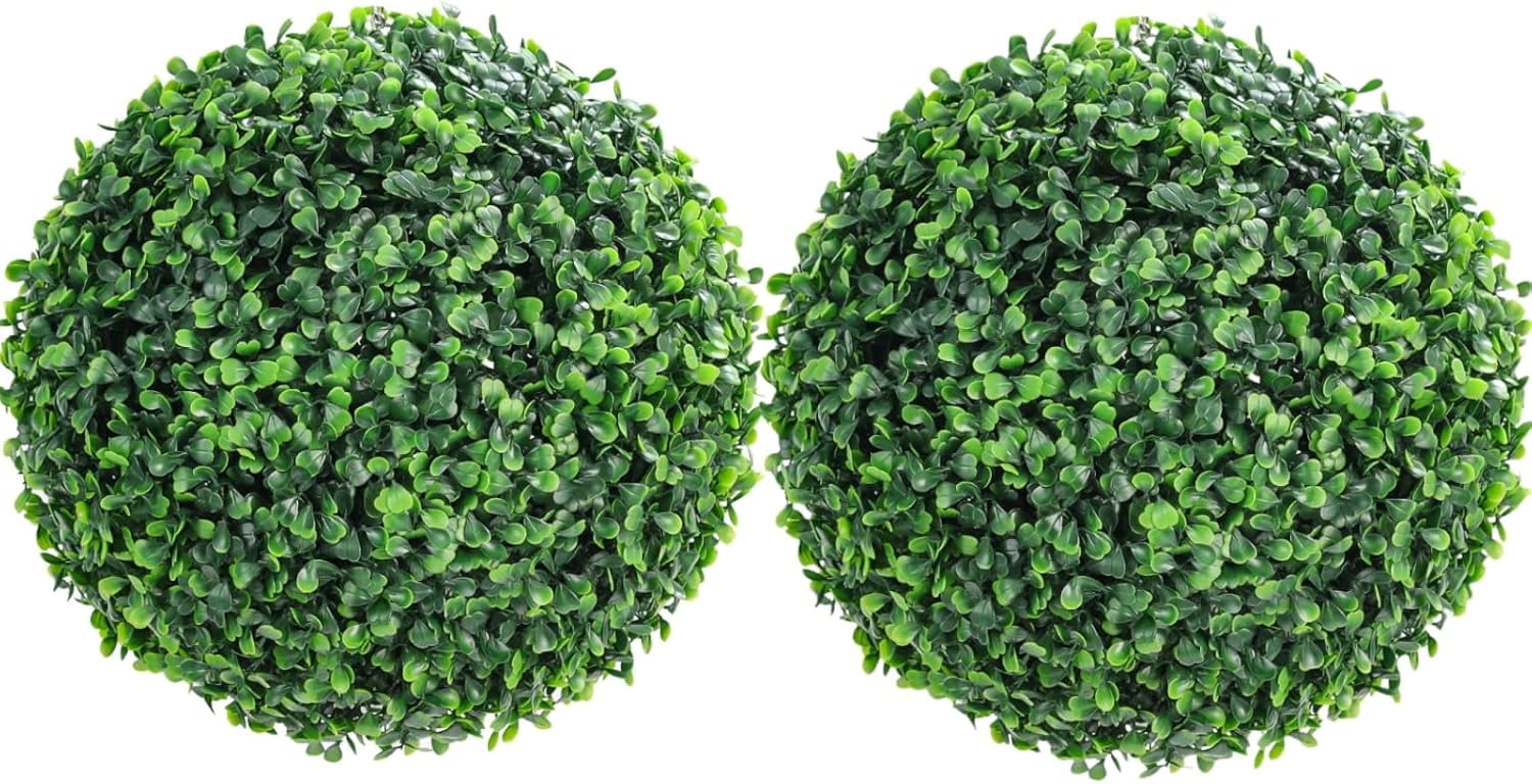19 Inch Green Faux Boxwood Topiary Balls Set of 2