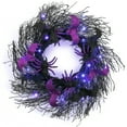 thumbnail image 1 of HELLONE 20 Inch Halloween Wreath for Front Door Decor, 30 LED Lights Battery Operated Bat Spider Wreath Halloween Decorations Home Indoor, 1 of 6