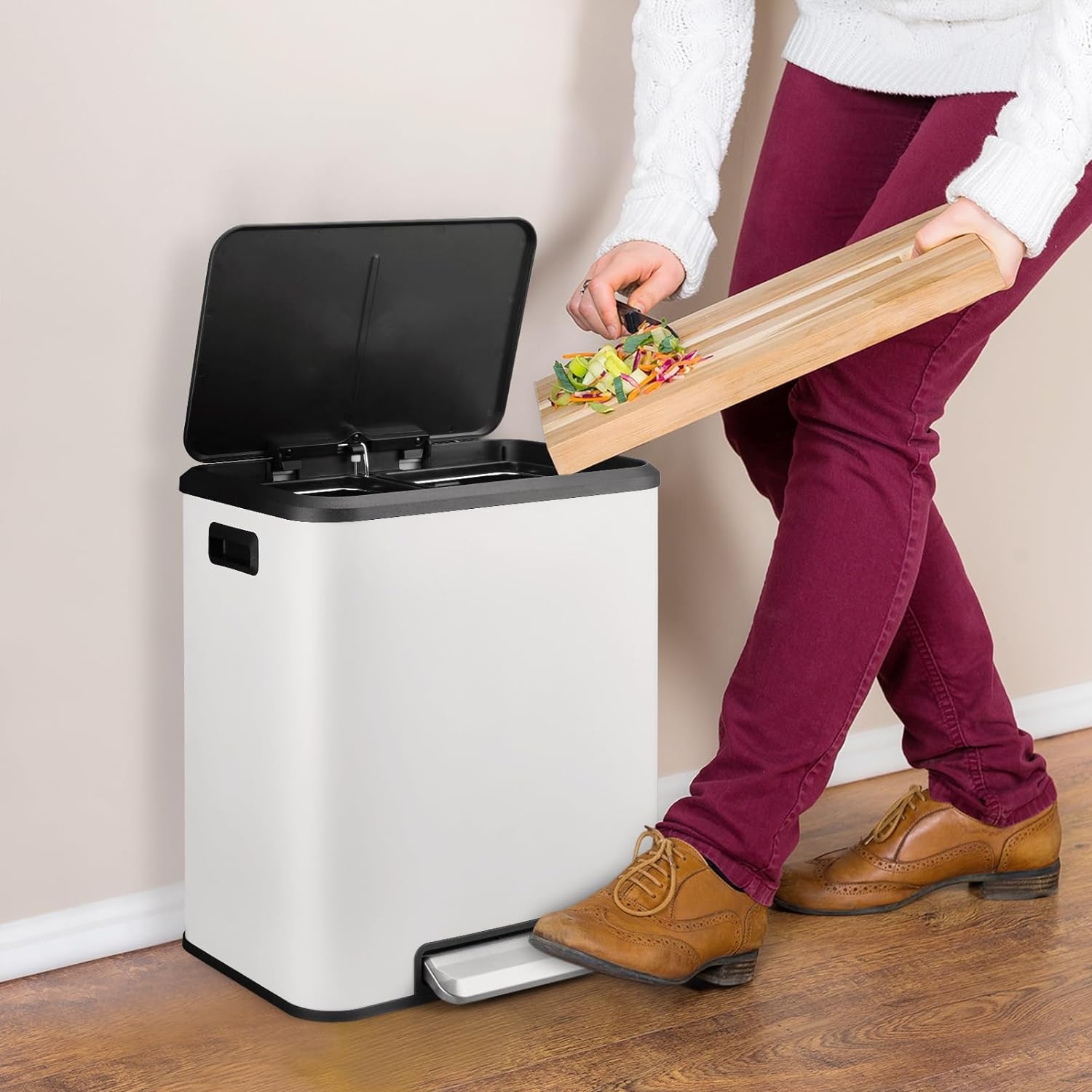 (2 pack) Mainstays 7.6 Gallon Kitchen Trashcan, Plastic Touch Top Lid