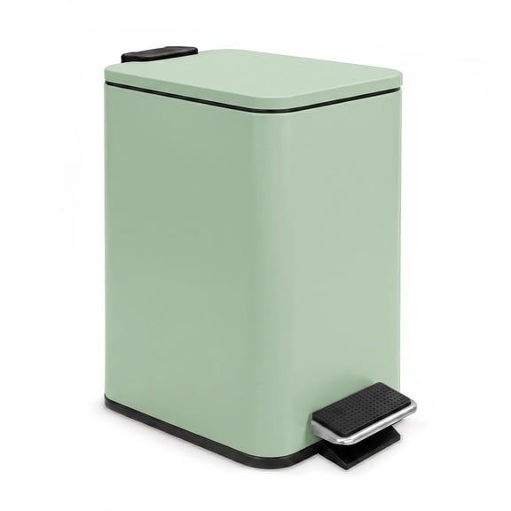 HELLONE 5L/1.3 gal Slim Bathroom Trash Can with Soft Close Lid & Removable Inner Liner for Small Spaces, Green