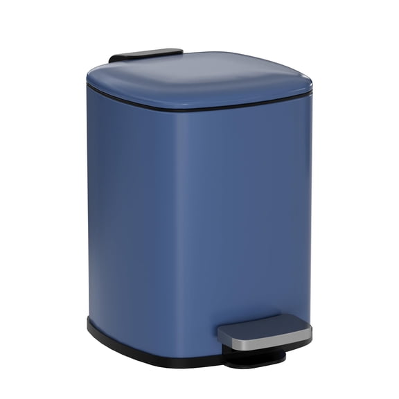 HELLONE Bathroom Trash Can with Removable Plastic Inner Liner & Soft Close Lid, 1.6Gal, Blue