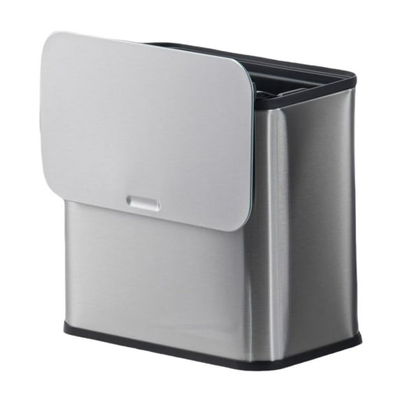 HELLONE Hanging Trash Can with Lid, 1.3Gallon/5L Stainless Steel Kitchen Compost Bin with Inner Bucket And Charcoal Filter for Bathroom Bedroom