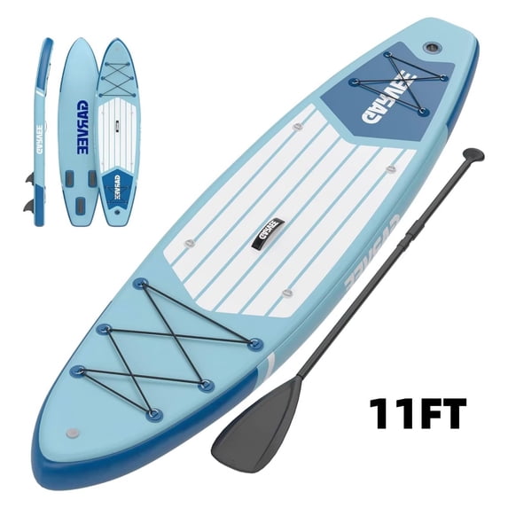 HELLONE Inflatable Stand Up Paddle Board, 11" Paddle Boards with Premium Accessories, Non-Slip EVA Deck, Ultra-Light Carry Bag Pump, SUP for Youth & Adults of All Skill Levels (Blue)