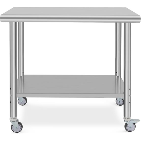HELLONE Stainless Steel Table 36 x 24 Inch, Commercial Heavy Duty Prep Table with Wheels for Restaurants, Homes and Hotels