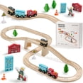thumbnail image 1 of HELLOTINY Wooden Train Set for Toddlers, 36 Pcs with Wooden Tracks, Compatible with Major Brands, Train Toy for Kids Ages 3-5, 1 of 8