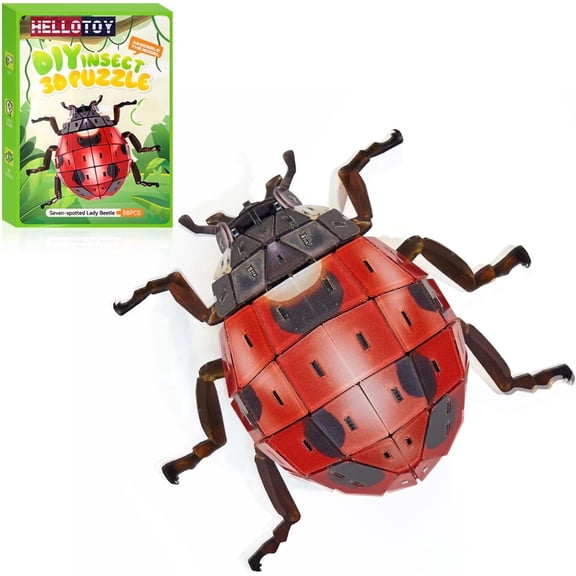 3D Acrylic Insects Puzzles DIY Bug Model Kit for Teenagers Educational Display Nature Decoration Figurine Sculpture (Ladybug) Style:Seven-spotted Lady Bettle