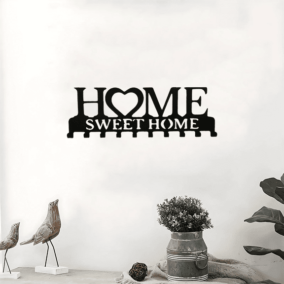 HELLOYOUNG 10.11 - Inch Black Metal Hook Panel Iron Painting Wall Art Retro Style Drawings Multi - Hook for Keys/Coats Perfect for Entrance Metal Sign Key Rack Enhance Aesthetics & Organize