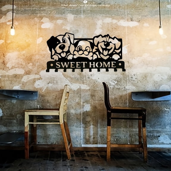 HELLOYOUNG 10.23 Inche Three Puppies Sweet Home Wall Decoration Hooks for Storage Hanging Multiple Hooks Creates Warm Home American Country Home Storage Hooks Sturdy and Durable