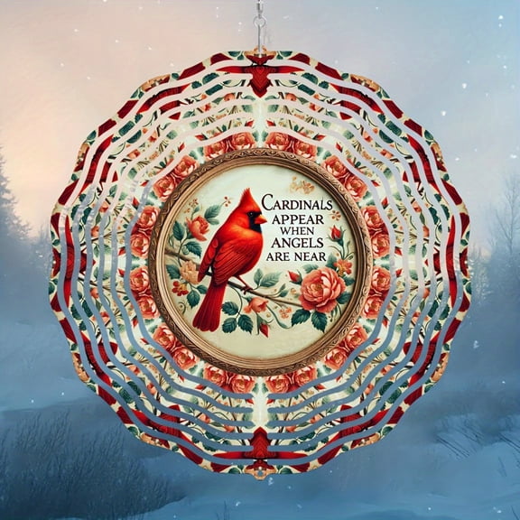 HELLOYOUNG 10" Cardinals Wind Spinner 2D Kinetic Metal Art Sculpture, Double-Sided Garden Decor for Outdoor Yard Patio