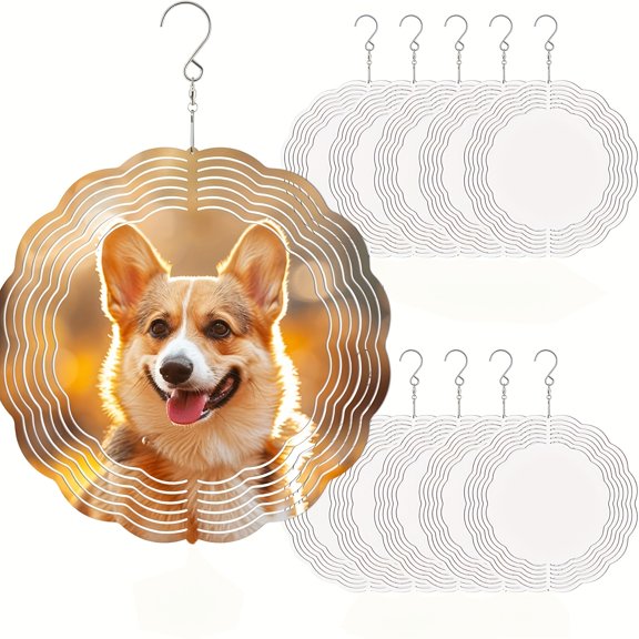 HELLOYOUNG 10 Inch Aluminum Metal Windmill Garden Stake, Sublimation Blank Blanks for Heat Press Transfer, DIY Home Decor for Outdoor Yard Lawn Porch