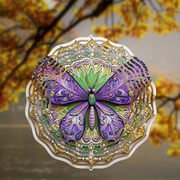HELLOYOUNG 10-Inch Animal & Mandala Wind Spinner, No External Power Needed Rotating Outdoor Decor, Dynamic Effect Gift for Animal Lovers