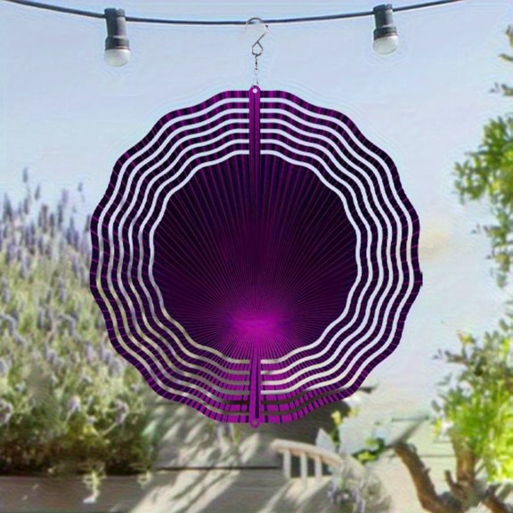 HELLOYOUNG 10 Inch Hanging Wind Chime 360 Degree Rotating Spinner with Ray Light Effect Outdoor Decor for Garden Yard Spring Summer Gift