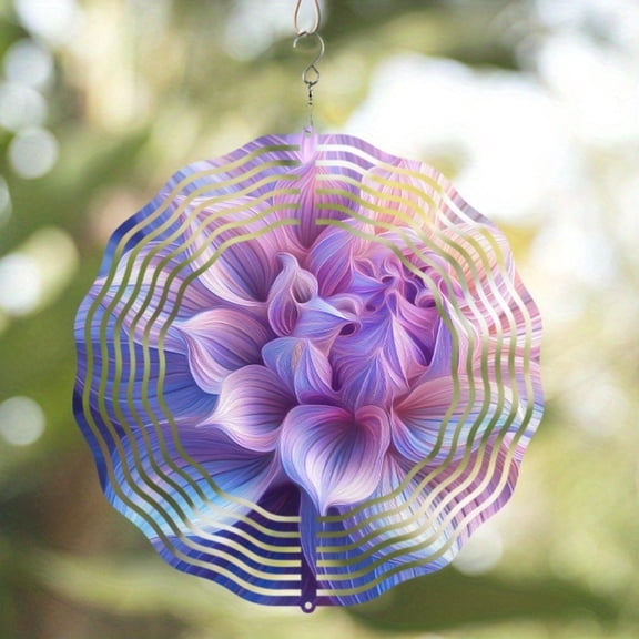 HELLOYOUNG 10 Inch Hanging Wind Spinner 360 Rotating Hook Lotus Design Outdoor Metal Wind Spinner Garden Art Lawn Decor for Thanksgiving Christmas Gift