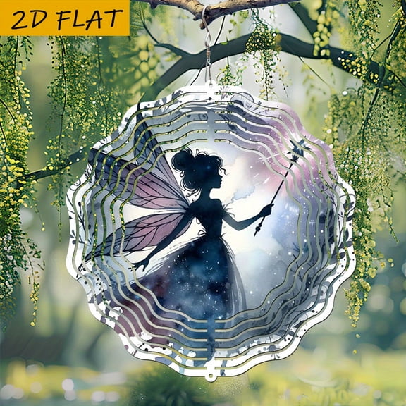 HELLOYOUNG Glowing Star Magic Wind Chime 10 Inch Round Iron Garden Decor 360 Swivel Hook No Batteries Needed Fairy Fantasy Year Round Gift for Balcony