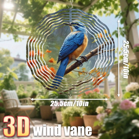 HELLOYOUNG 10 Inch Iron Wind Spinner Windmill Garden Chimes with Rotating Hook, 360 Flapping Wings & Real Bird Sounds, Durable Outdoor Decor for Christmas, Easter, Wedding, Party, Holiday Decoration