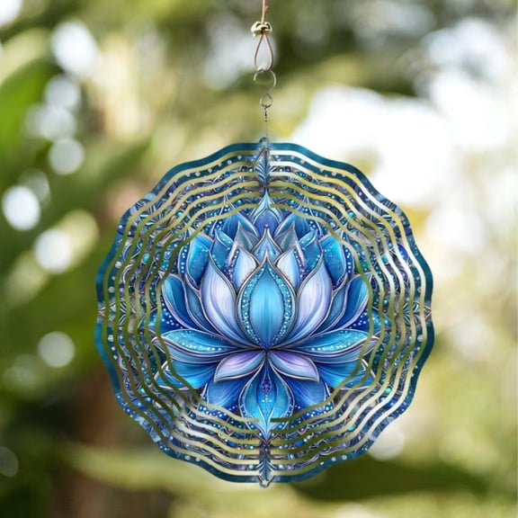 HELLOYOUNG 10 Inch Metal Wind Chime, Lotus Outdoor Wind Chime for Garden Patio Decor, Handmade Windchimes for Home Outdoor Decor, Melodic Housewarming Gift