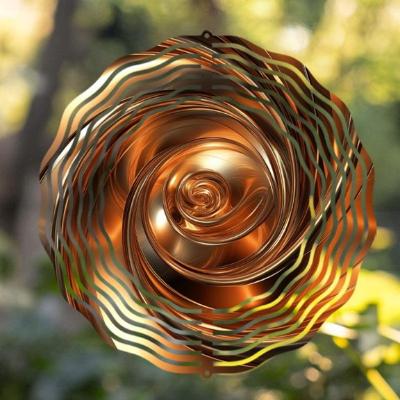 HELLOYOUNG 10 Inch Metal Wind Spinner Copper Swirl Hanging Wind Ornament for Yard