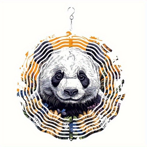 HELLOYOUNG 10 Inch Rotating Wind Chime Cute Panda Design 360 Swivel Hook Outdoor Garden Patio Yard Decor Spring Summer Gift for Family Friends