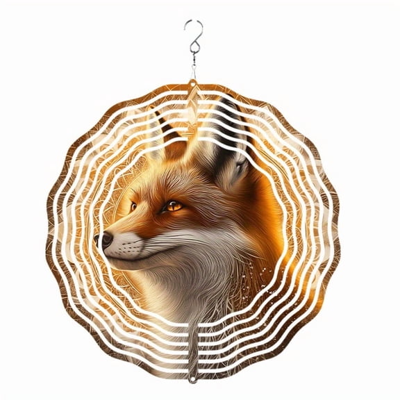HELLOYOUNG 10-Inch Rotating Wind Chimes Fox Pattern 360 Swivel Hook Outdoor Hanging Decor for Balcony Garden Spring Summer Unique Gift for Friends