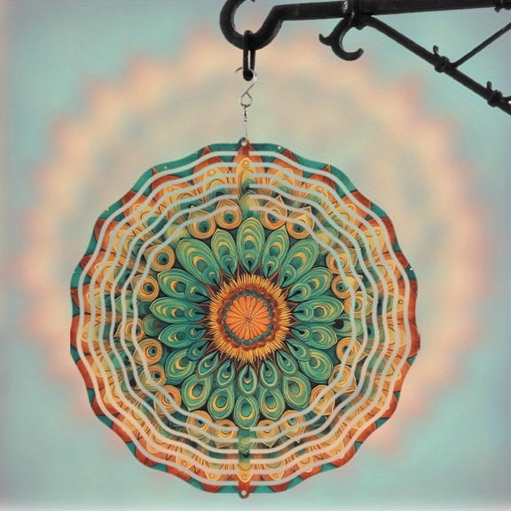HELLOYOUNG 10 Inch Rotating Wind Spinner Hook Kinetic Outdoor Garden Decor Dynamic Hanging Ornament for Balcony Patio, Spring Summer Gift for Women Men