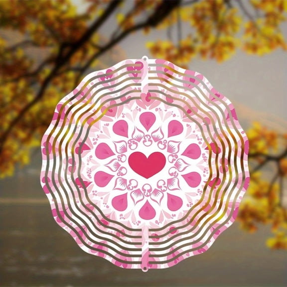 HELLOYOUNG 10 Inch Spring Mandala Wind Spinner Garden Statue Metal Iron Sun Catcher 360 Rotating Hanging Hook for Garden Yard Outdoor Art Decor Gift