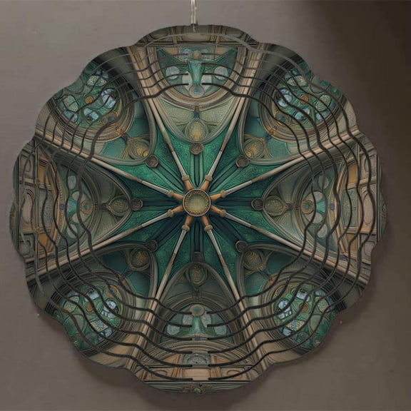 HELLOYOUNG 10 Inch Spring Mandala Wind Spinner, Iron Sun Catcher Degree Rotating Hanging Hook for Outdoor Garden Decor, Balcony Ornament Gift for Friends Family