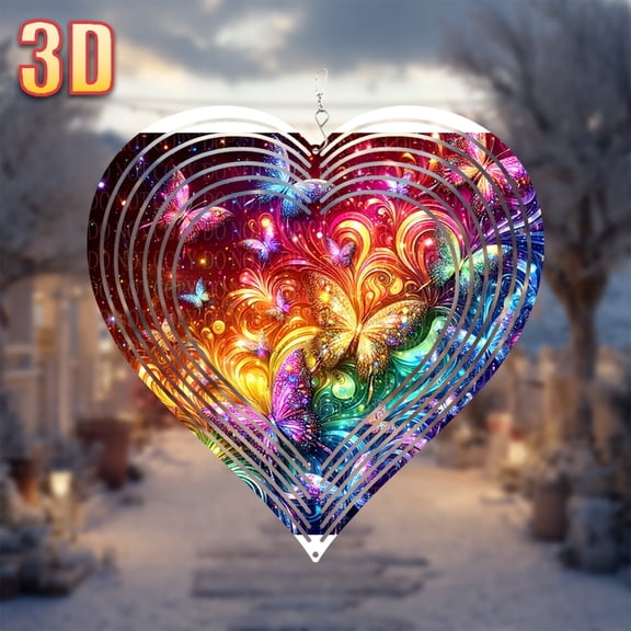 HELLOYOUNG 10 Inch Wind Spinner Outdoor Garden Decor3D Colorful Butterfly Metal Windmill with 360 Degree RotationNo Battery Luminous Vortex Design for Patio Lawn Wedding Christmas Holiday Decoratio
