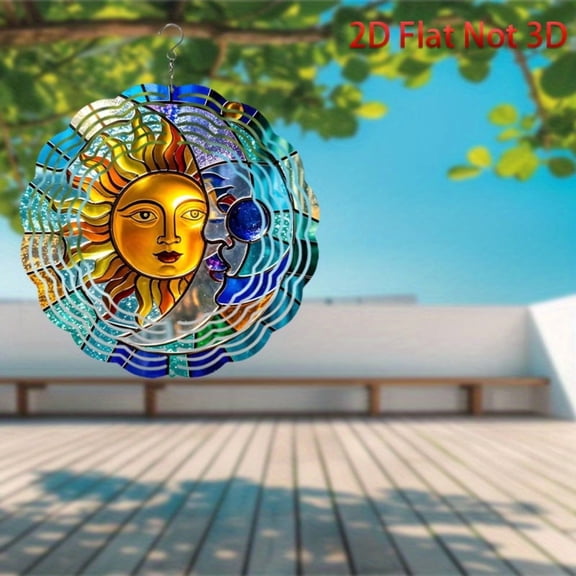 HELLOYOUNG 10 Metal Sun Moon Spinner Wind Chime Vibrant Outdoor Garden Patio Art Decor Sun Catchers Solar Mobile No Battery Needed Sun Catchers