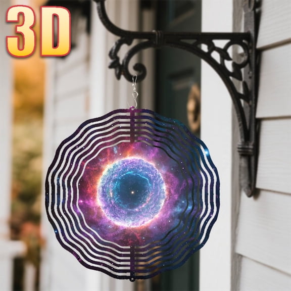 HELLOYOUNG 10in Galaxy Glow Cloud Gas Wind Spinner 25.5cm Rotating Hook Colorful Wind Chime Pendant for Garden Patio Lawn Decor