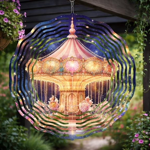 HELLOYOUNG 10in Metal Wind Chimes Spinner 360 Rotating Hook Kinetic Sound Sculpture for Garden Patio Decor  Colorful Wind Chime Pendant