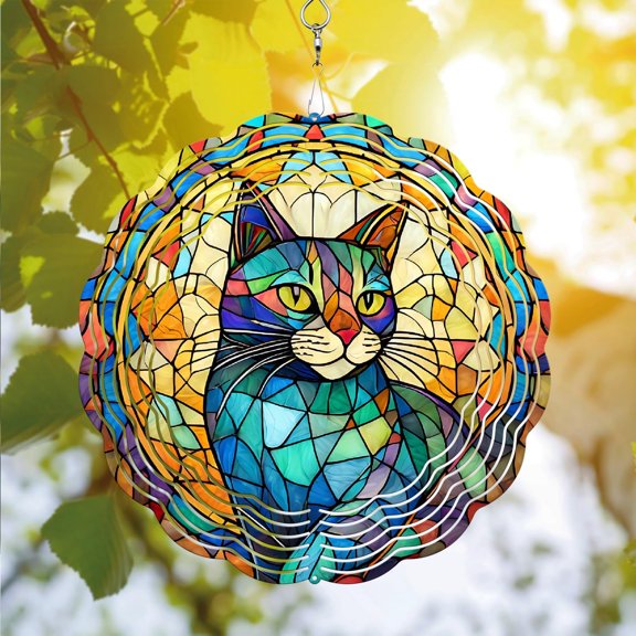 HELLOYOUNG 10inch 3D Cross Wind Spinner Metal Kinetic Outdoor Decor for Yard & Garden Hanging Design Wind Chime Cute Religious Gift Ideal for All Occasions.