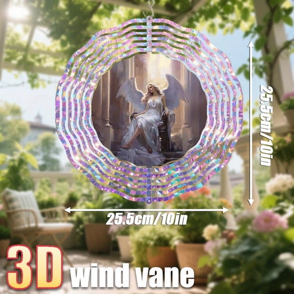 HELLOYOUNG 10inch Angel on Celestial Throne Wind Chime - Elegant Hanging Decor Rotating Heavenly Garden Wedding, Christmas Decoration - Elegant Angelic Ornament for Party Ceremony Decorations