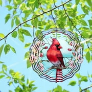 HELLOYOUNG 10inch Cardinal Wind Spinner 3D Bird Spinners with Flower for Yard and Garden Spinner with Unique Visual Effect Wind Spinner Mandala Perfect Garden Decoration and Gift